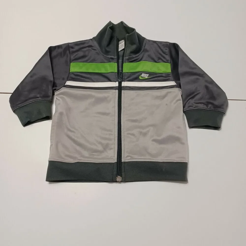 Nike Boys 18M Jacket Sweatshirt Grey Long Sleeve Pockets Embroidered‎ White Logo